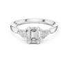 Emerald Cut Sterling Silver Three Stone Ring