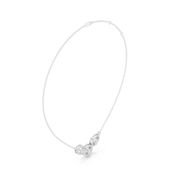 Round Cut Sterling Silver Three Stone Necklace