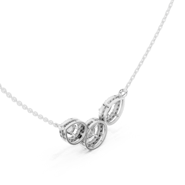 Round Cut Sterling Silver Three Stone Necklace