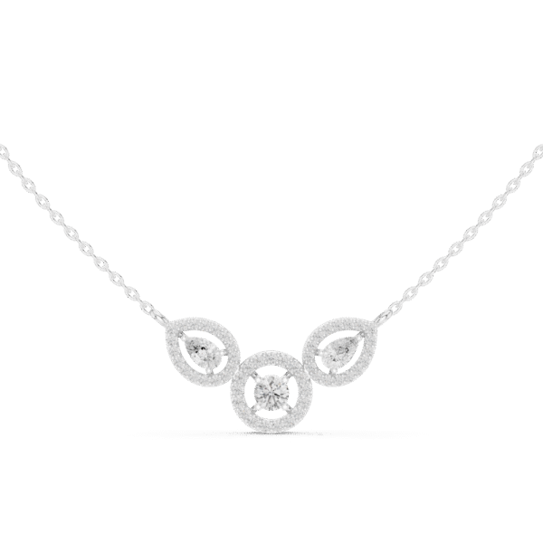 Round Cut Sterling Silver Three Stone Necklace