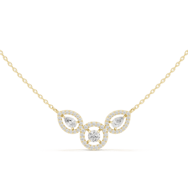 Round Cut Sterling Silver Three Stone Necklace