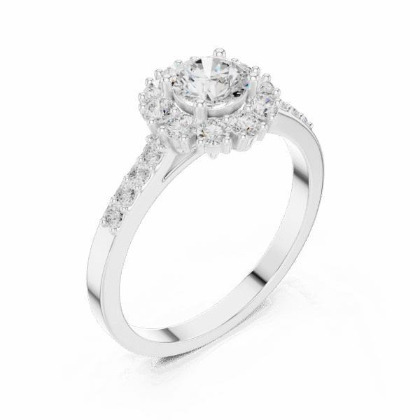 1 Carat Round Cut Sterling Silver Halo Ring
