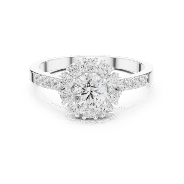 1 Carat Round Cut Sterling Silver Halo Ring