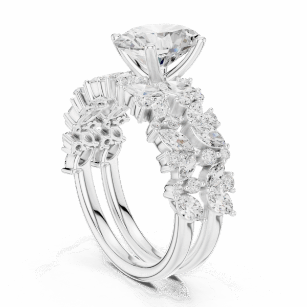 Oval Shape Sterling Silver Wedding Ring Sets