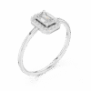 Emerald Cut Sterling Silver Halo Ring