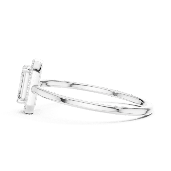 Emerald Cut Sterling Silver Halo Ring
