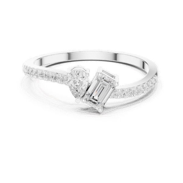 Moissanite Sterling Silver Two Stone Ring