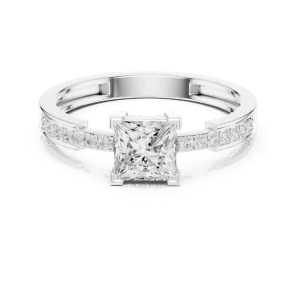 Princess Cut Sterling Silver Engagement Ring