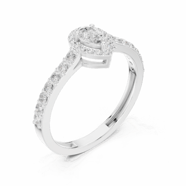 Pear Cut Sterling Silver Engagement Ring