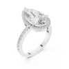 Moissanite Single Row Accented Halo Engagement Ring